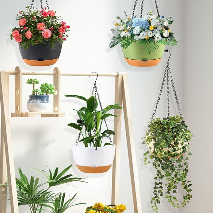 10 inch Plant Pot Hanging Planters Self Watering Pots - Image 6