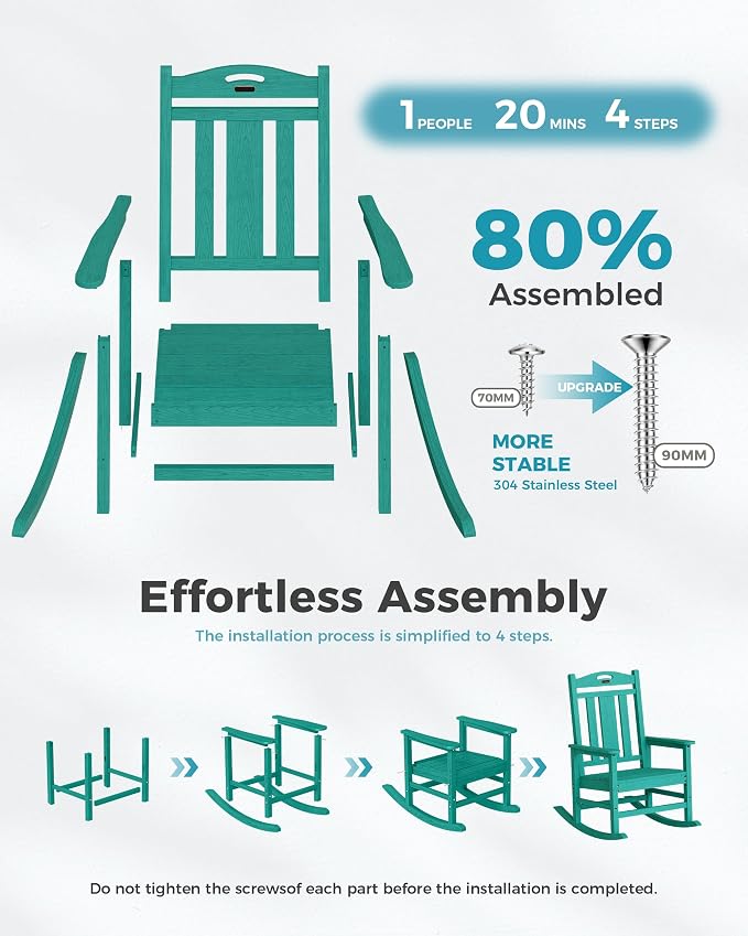 Ciokea Oversized Outdoor Rocking Chairs Set of 2, 380lbs Heavy-Duty Large Patio - Image 8
