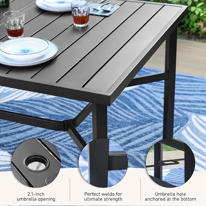 Patio Dining Set 9 PCS, 8 Stable Outdoor Dining Chairs - Image 6