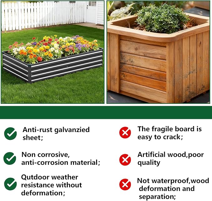 Vengarus 2 Pack 12x4x1FT Galvanized Raised Garden Bed Kit, Outdoor Metal - Image 7