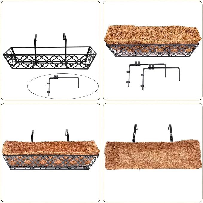 4pcs 30 Inch Window Deck with Coco Liner, Metal Hanging Flower Planter Basket - Image 7