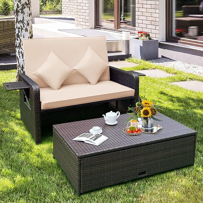 COSTWAY Patio Rattan Daybed - Image 5