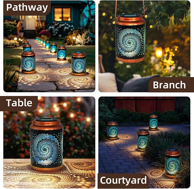 Solar Lanterns Outdoor Hanging Lantern Metal Waterproof LED Lantern - Image 7