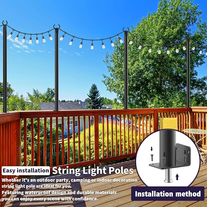 6 Pack String Light Poles, 5Ft Light Poles - Image 2