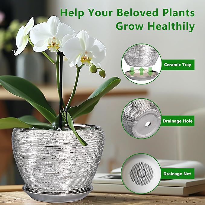 Flower Pot - 10 Inch Planter - Indoor/Outdoor Decorative Mid-Century Planter - - Image 5