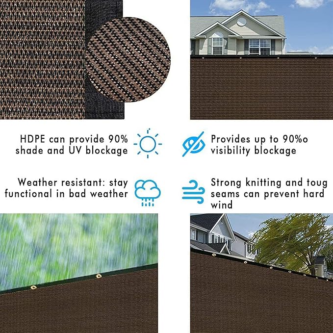 UPGRADE Privacy Fence Screen 6'x71' Brown Outdoor 90% Visibility Blockage 170 - Image 5