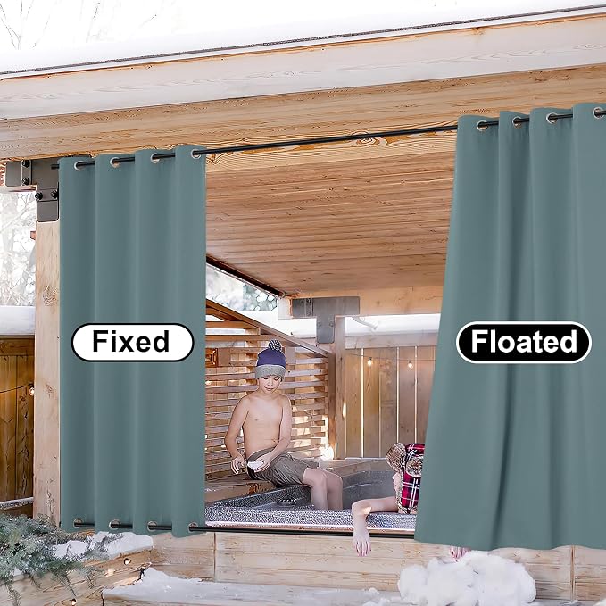 NICETOWN 2 Panels Greyish Blue Outdoor Curtains - Image 5