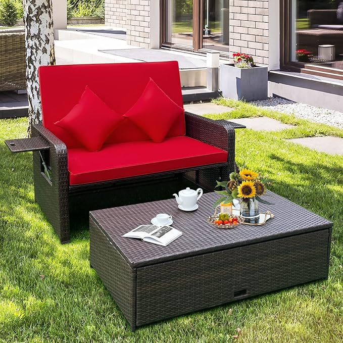 COSTWAY Patio Rattan Daybed - Image 5