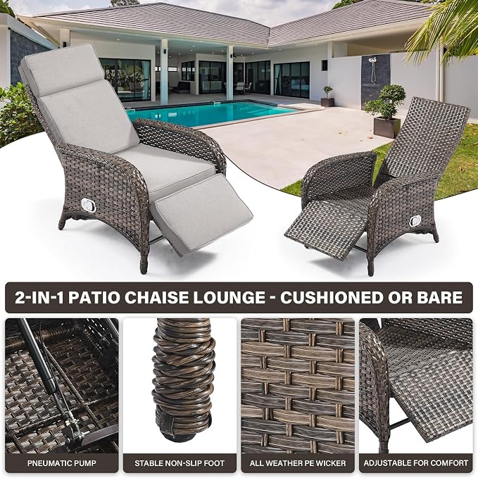 Belord Versatile Outdoor Recliner Chair Set of 3 - Image 6