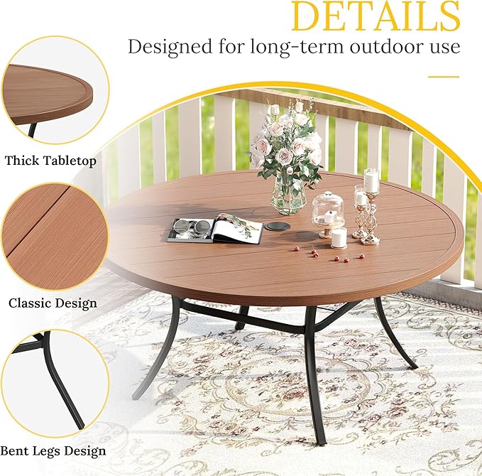 VICLLAX 63" Outdoor Round Patio Table - Image 4