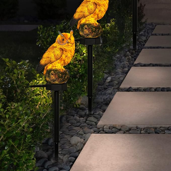 Dazzle Bright 1 Pack Owl Figure Solar LED Lights, Resin Garden Waterproof - Image 6