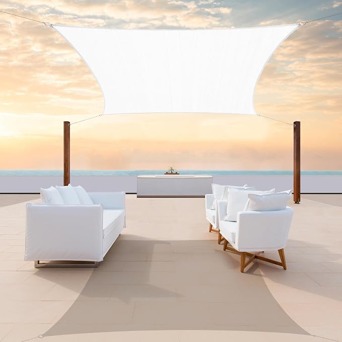ColourTree 16' x 16' White Square CTAPS16 Sun Shade Sail Canopy Mesh Fabric UV by ColourTree