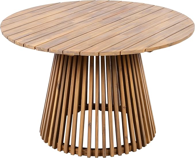 Merax Outdoor Dining Table 47.25" Round Extra-Large Acacia Wood Patio Dining - Image 8