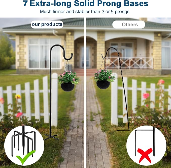 84" Shepherds Hooks for Outdoor, Heavy Duty Garden Bird Feeder Pole Hanging - Image 8