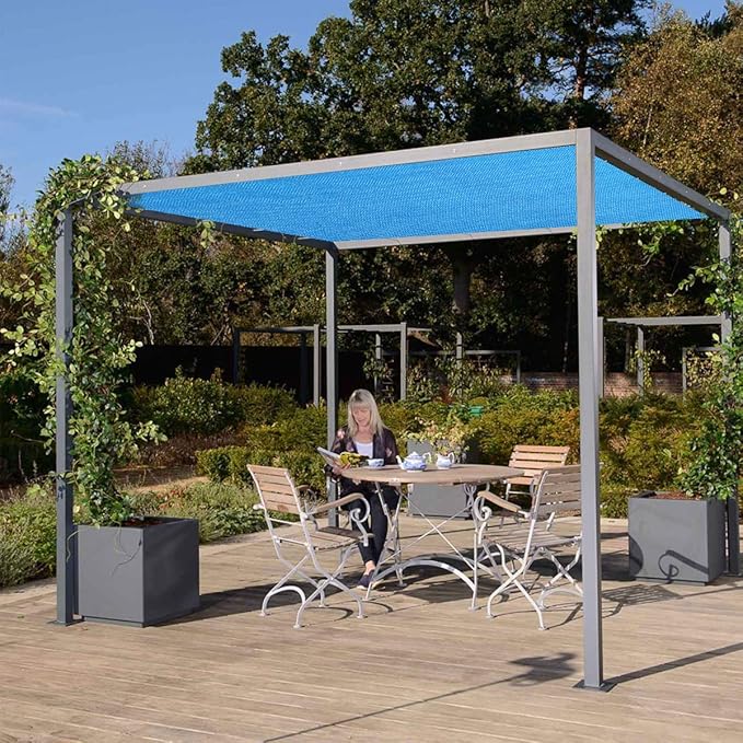 Eden's Decor Straight Flat-Edged Sun Shade Sail Rectangular 11' x 20' Blue - Image 7