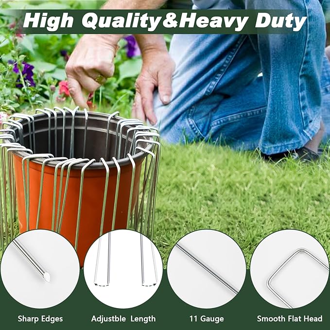 FEED GARDEN 12 Inch 100 Pack Galvanized Landscape Staples 11 Gauge Anti-Rust - Image 4