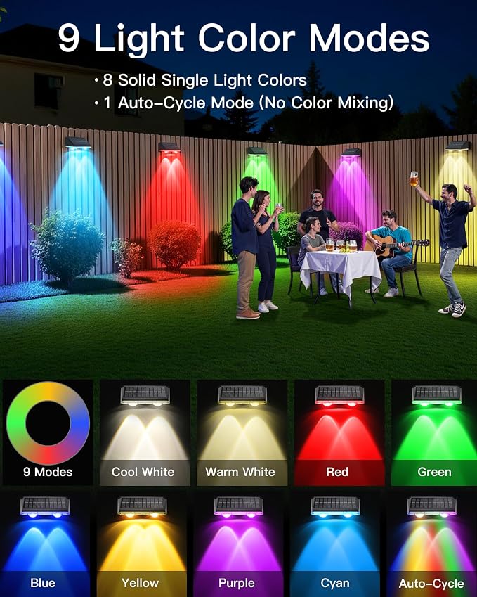 Solar Fence Lights Outdoor, 16 Pack IP65 Waterproof Fence Lights Solar Powered - Image 5
