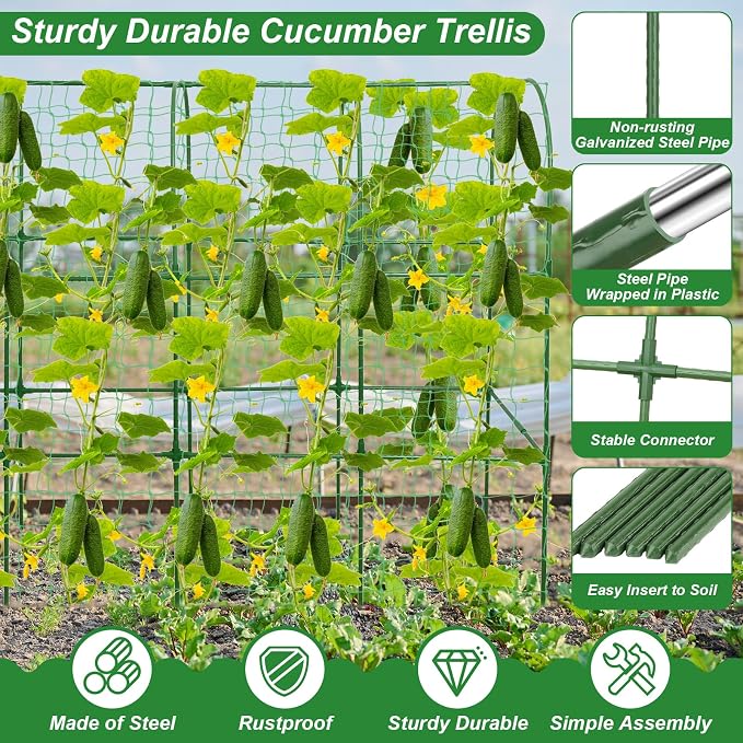67 x 50 Cucumber Trellis for Raised Bed, U-Shape Metal Large Garden Trellis for - Image 2