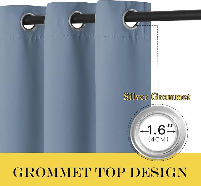 NICETOWN Blackout Stone Blue Curtains - Image 2
