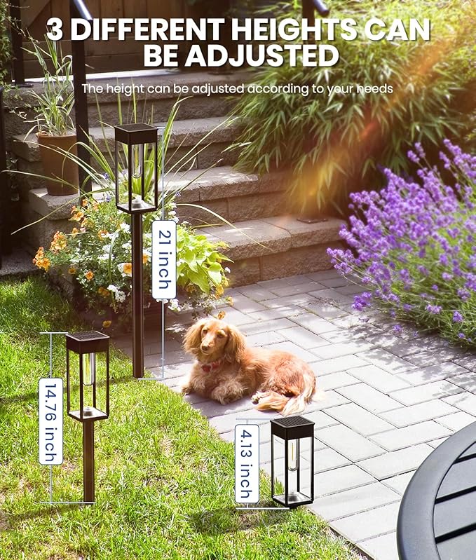 8 Pack Bright Solar Pathway Lights, IP65 Waterproof Outdoor Garden Path Lights - Image 6