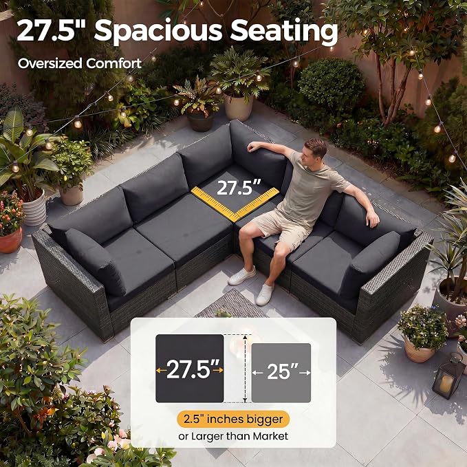 NICESOUL 7 Piece Modern Outdoor Conversation Sets, 29.3'' High Back Comfy - Image 5