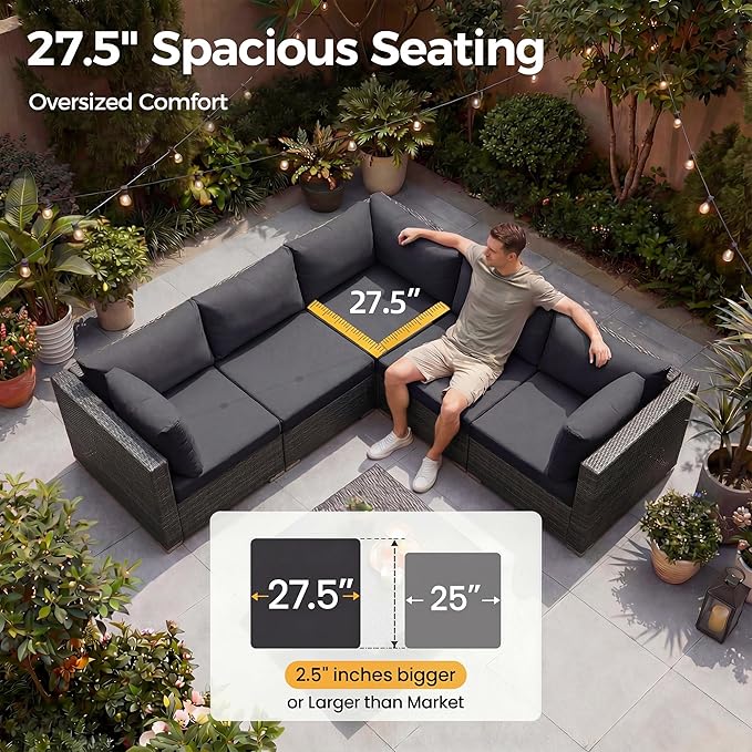NICESOUL Extra Large Rattan Patio Furniture Set - Image 6
