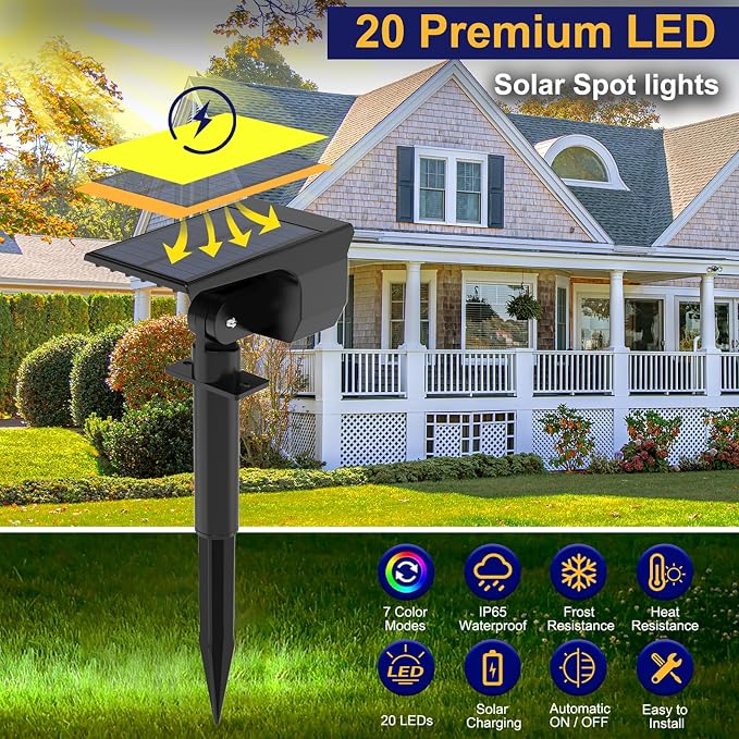 nipify 8 Pack Solar Spot Lights Outdoor Color Changing, 7 Modes Halloween RGB - Image 5