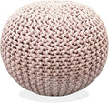 FRELISH DECOR Round Pouf Ottoman Hand Knitted 100% Cotton Pouf Foot Stool by FrelishDecor