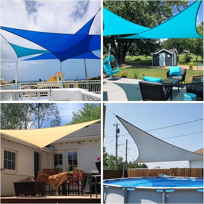 Patio Paradise 9' x 9' x 9' Sun Shade Sail Triangle Canopy Shade Cloth Fabric - Image 2