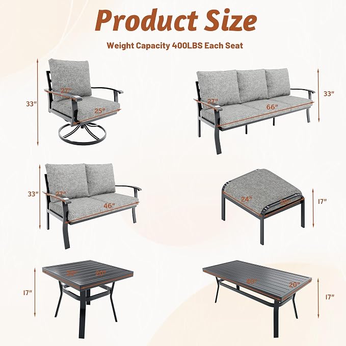 HOMREST Outdoor Loveseat Aluminum Patio Furniture Sofa, All-Weather Metal - Image 3