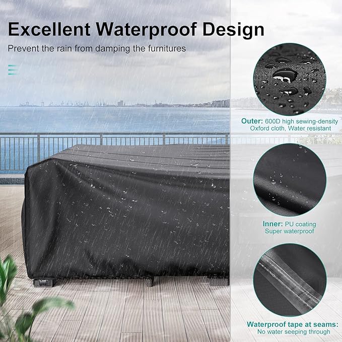 Patio Furniture Covers, Heavy Duty 600D Outdoor Furniture Cover Waterproof - Image 3