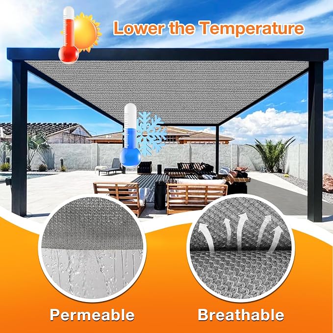 Artpuch Outdoor Pergola Shade Cover 19x19 FT Sun Shade Cloth - Image 4