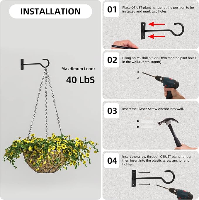 Plant Hooks 2Pack Hanging Plant Bracket 6inch Metal Plant Hanger Decorative - Image 7