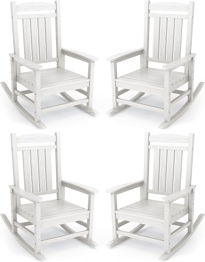 KINGYES Oversized Outdoor Rocking Chair Set of 4, High Density Polyethylene by KINGYES