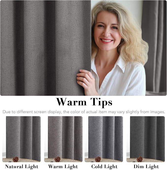 H.VERSAILTEX Linen Blackout Curtains 72 Inches Long 100% Absolutely Blackout - Image 5