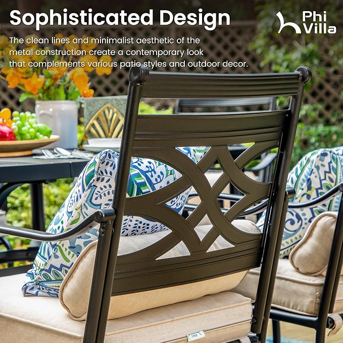 PHI VILLA 7 Pieces Patio Bar Set, Outdoor Bar Table and Chairs Set, Strong and - Image 2