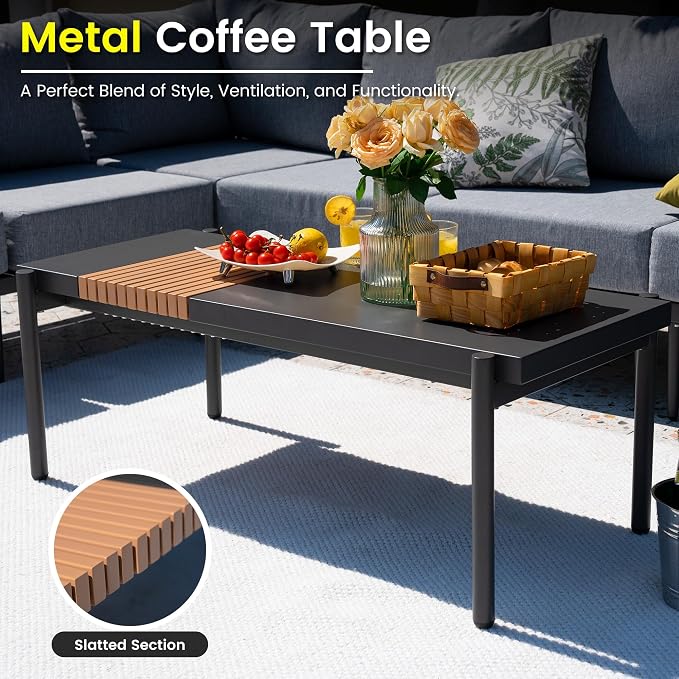 Sundale Outdoor 7 Pieces Metal Patio Furniture Set, Outdoor Sectional Sofa - Image 7