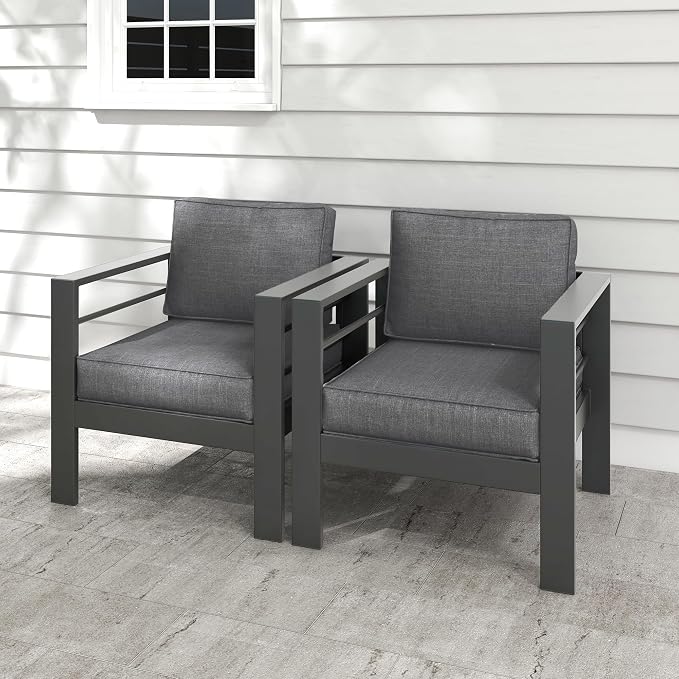 Kiss the Water Outdoor Patio Metal Furniture Chair, Deep Seating Patio Couch - Image 8