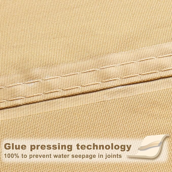 SUNNY GUARD Waterproof Sun Shade Sail 6' x 9' Sand Rectangle UV Block Sunshade - Image 3