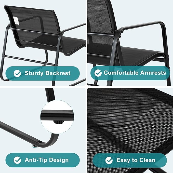 DUMOS 3 Piece Patio Furniture Set，Outdoor Patio Furniture Conversation Set - Image 3