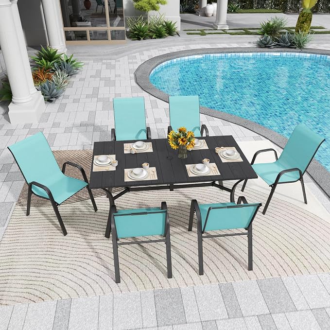 Patio Chairs Set of 8, Stackable Outdoor Dining Chairs - Image 4