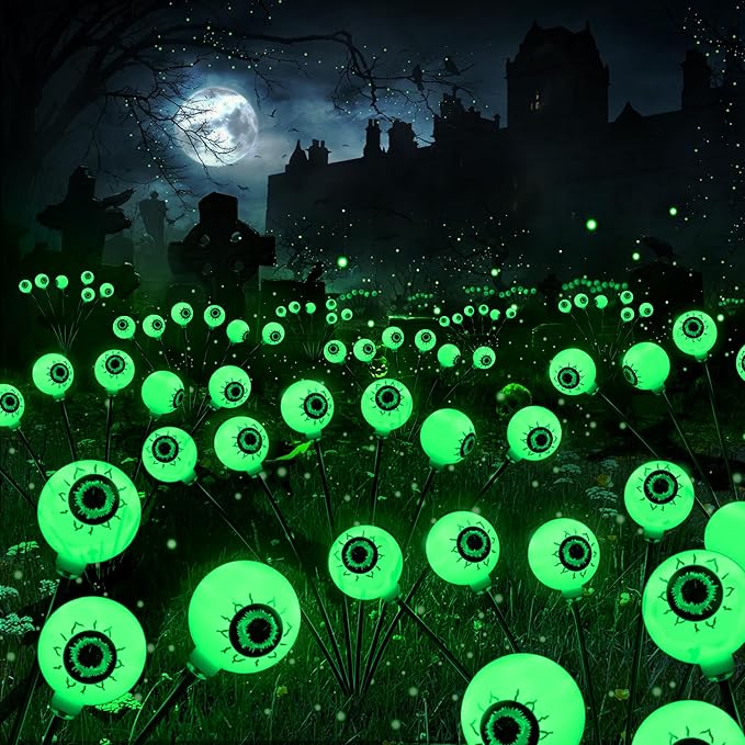 BrizLabs 4 Pack 24 LED Halloween Solar Lights, 2 Modes Outdoor Halloween by BrizLabs