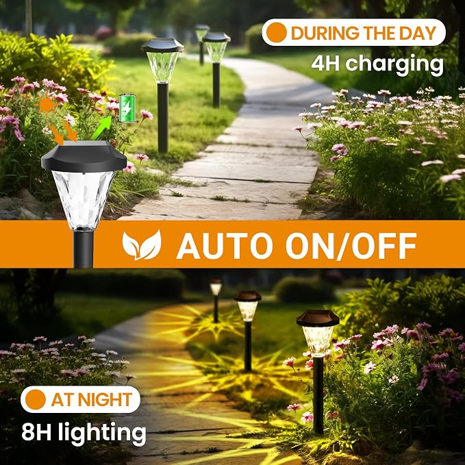 GIGALUMI 8 Pack Solar Lights Outdoor Waterproof, Outdoor Solar Lights - Image 5