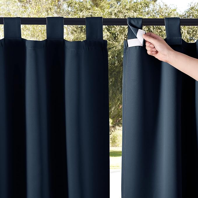 NICETOWN 2 Panels Navy Blue Outdoor Curtainss by NICETOWN