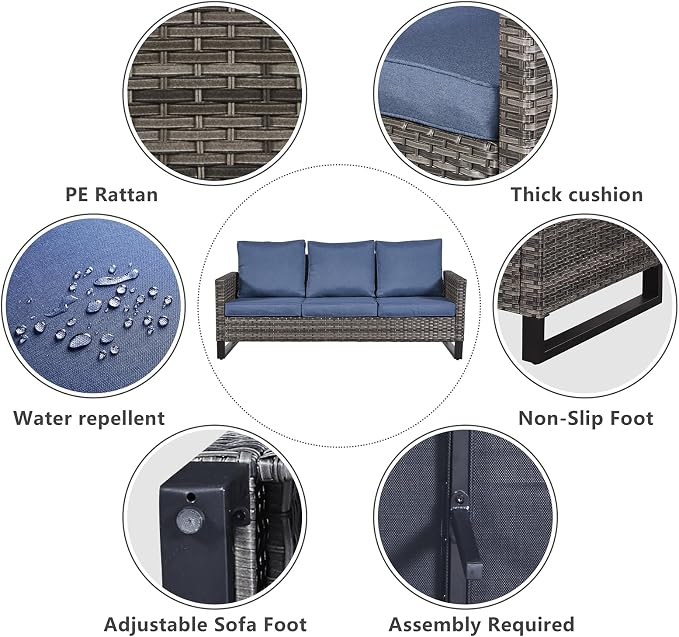 Belord 6 Piece Outdoor Furniture Patio Wicker Sofa Set, Oversize Outdoor Swivel - Image 4