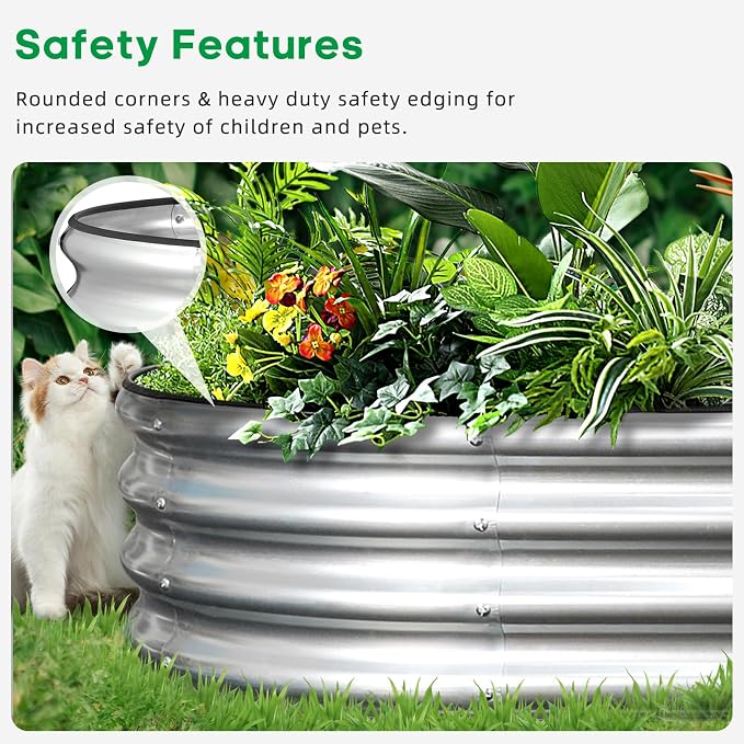 JERIA 8×4×1ft Oval Raised Garden Bed, Galvanized Raised Garden Bed Kit Outdoor - Image 5