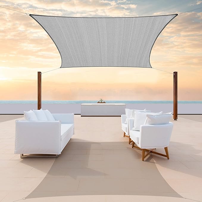 ColourTree TAPR1616 Custom Size 13' x 13' Grey Sun Shade Sail Canopy UV Block by ColourTree
