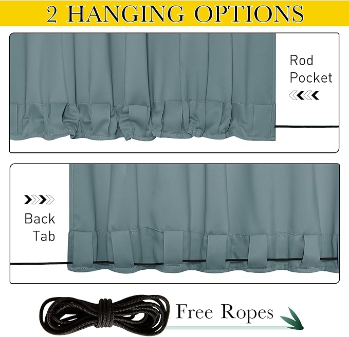 NICETOWN 2 Panels Weighted Blackout Outdoor Curtains - Image 3