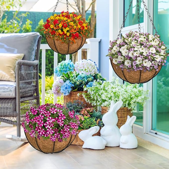ZeeDix 6 Pack 10 Inch Metal Round Hanging Planter Basket - Image 6