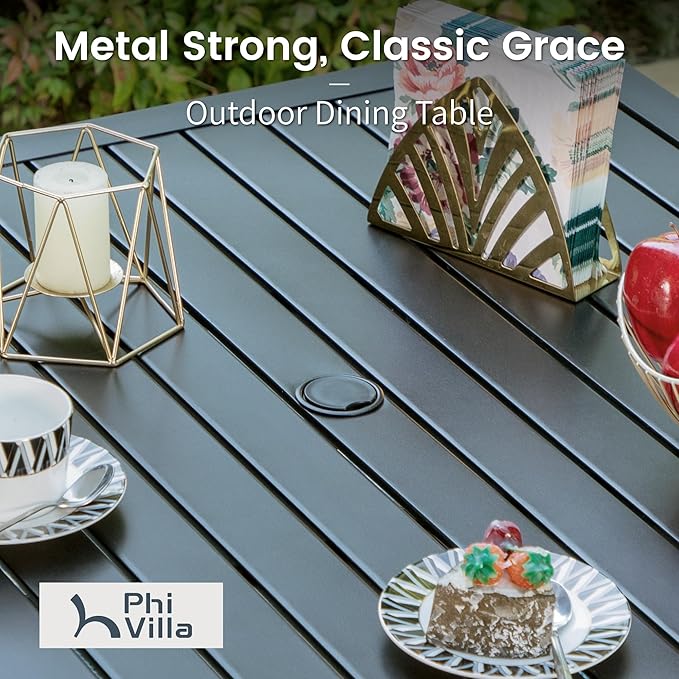 PHI VILLA 5 Piece Outdoor Dining Table Set - Image 5
